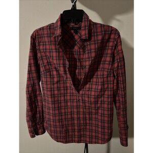 J. Crew Cotton -  Shirt Womens Plaid Button Collar Pullover - Size 4